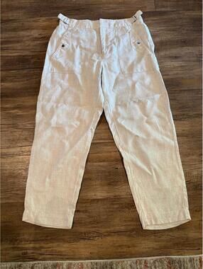 Athleta Voyager Women’s Linen Khaki Pants Sz 12 EUC